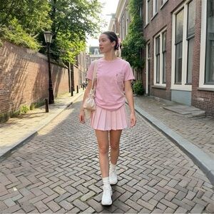 Victoria Secret Pink Logo Pocket Short Sleeve Crew Neck Light Pink Tee Large